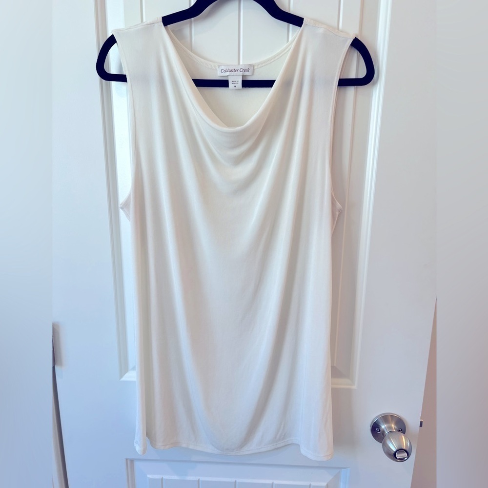 Coldwater Creek Women Cream Cowl Neck Sleeveless Tank Top Ivory Size M 30254